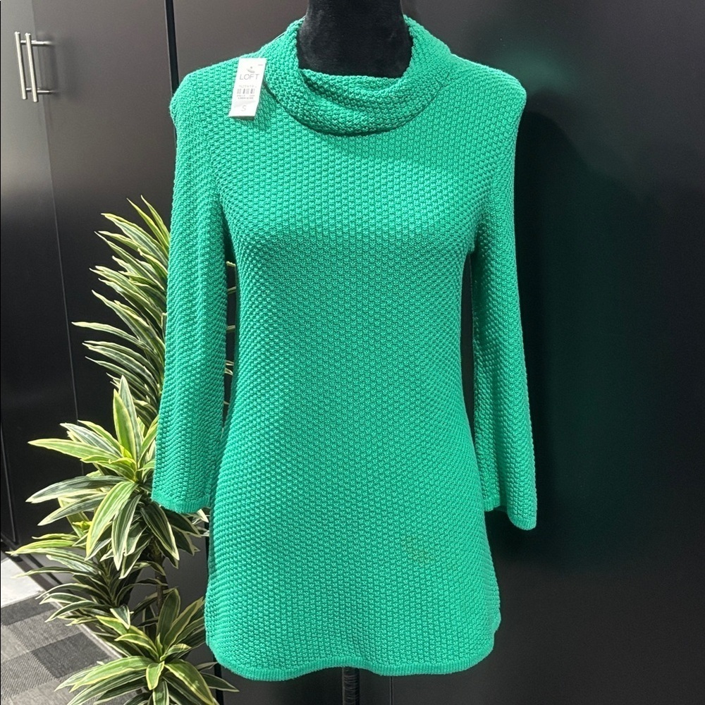 Loft Knit Loose Neck,cowl neck,long length, pull over sweater,emerald green